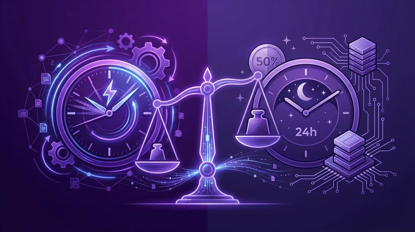 Batch API versus Real-Time API — the key architectural trade-off between cost and latency