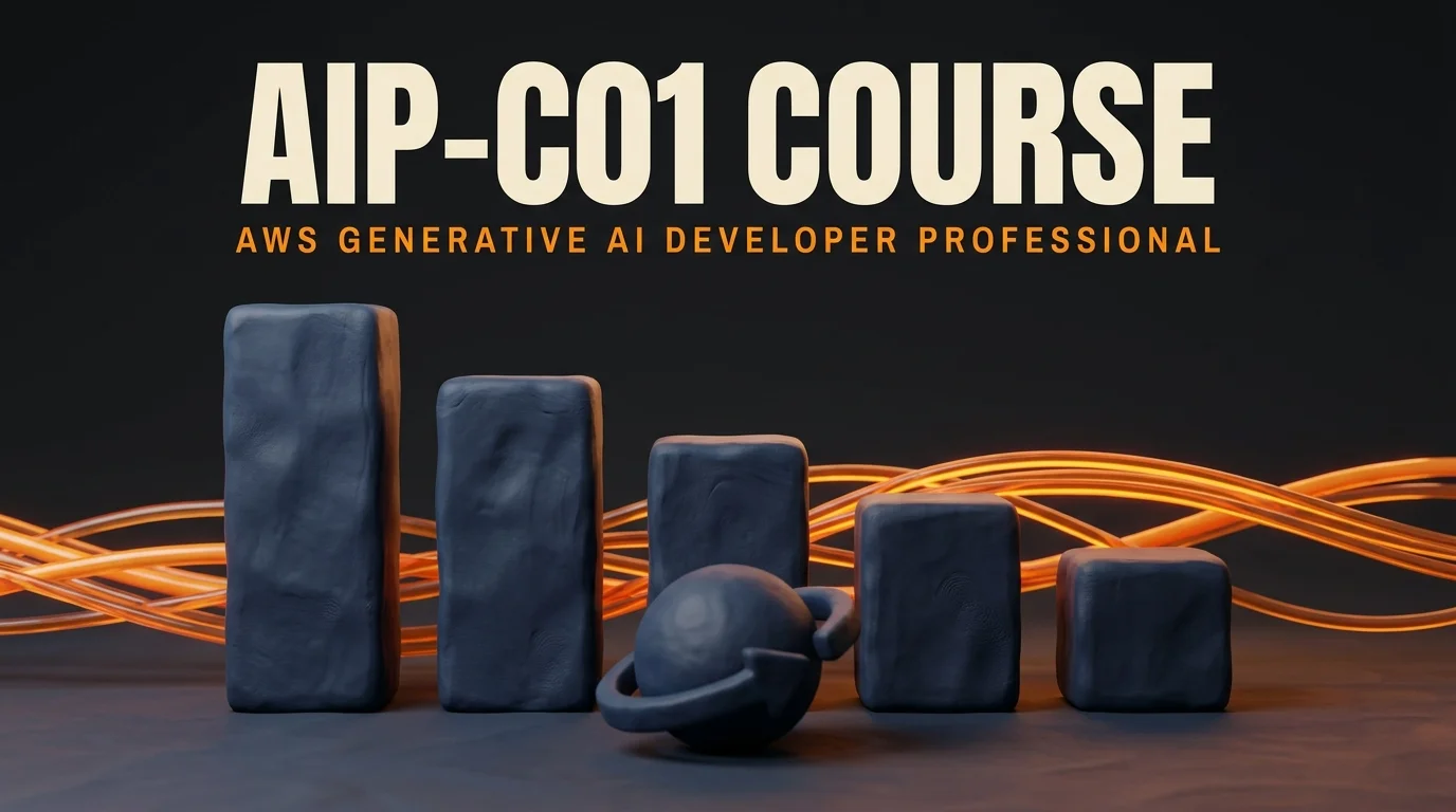 AIP-C01 course by Preporato: the five AWS Generative AI Developer Professional exam domains as a bar chart, heaviest to lightest